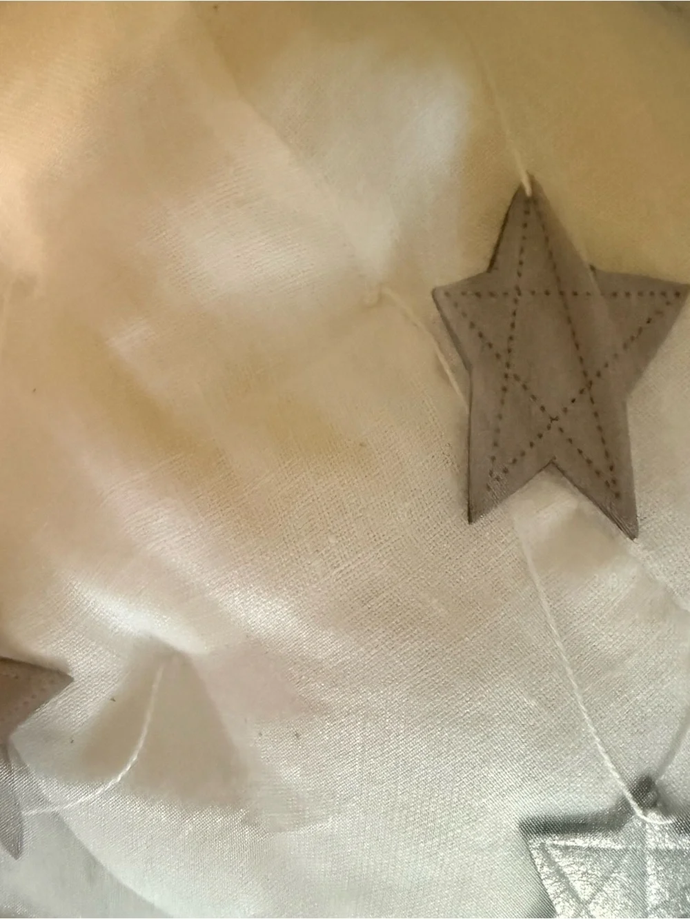 Baby Jives Co. Star Cloud Mobile White Cloud Silver Stars/Gold Moon & Swaddle bk